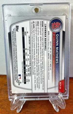 2025 Bowman Chrome QUINN MATHEWS 1st Black Mojo Refractor #7/10 Cardinals RC back