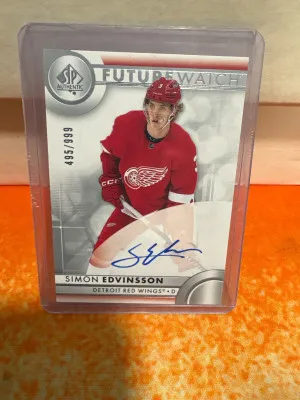 2023-24 Upper Deck SP Authentic Simon Edvinsson Future Watch Auto front