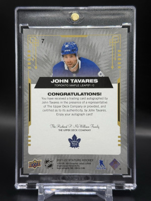2021-22 UD Stature John Tavares Silver Auto #7 back