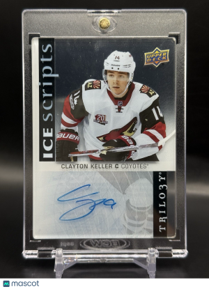 2017-18 Trilogy Clayton Keller Ice Scripts Plexi Rookie Auto #IS-CK Coyotes RC front