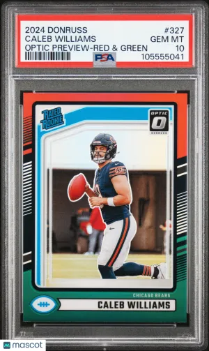 2024 Panini Donruss Caleb Williams RC - Red & Green #327 PSA 10 front