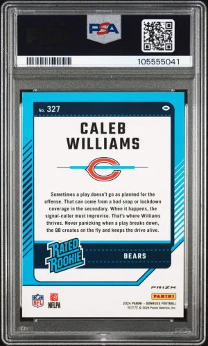 2024 Panini Donruss Caleb Williams RC - Red & Green #327 PSA 10 back