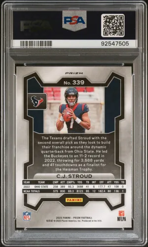 2023 Panini Prizm CJ Stroud RC - Pink #339 PSA 10 back