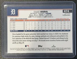 2025 Topps Holiday Tarik Skubal Santa Hat Variation #H74 SP back