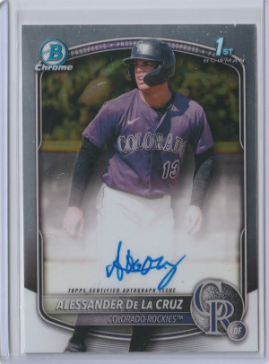 2025 Bowman Chrome Auto Alessander De La Cruz 1st Bowman front