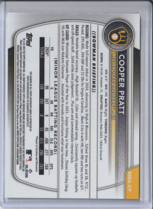 2025 Bowman Chrome Mega Box Gold Mega Refractor Auto 13/50 Cooper Pratt back