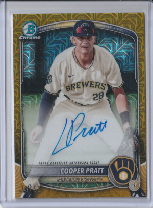 2025 Bowman Chrome Mega Box Gold Mega Refractor Auto 13/50 Cooper Pratt front