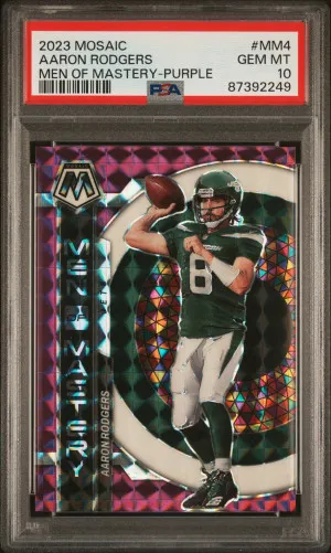 2023 Panini Mosaic Men Of Mastery Aaron Rodgers Men Of Mastery-Purple front