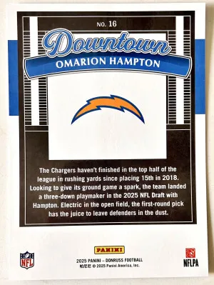 #16 Omarion Hampton 2025 Donruss - Downtown! 5x7Jumbo back