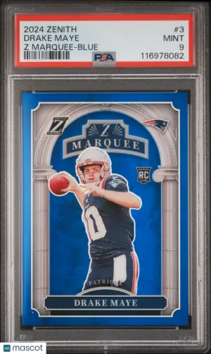 2024 Panini Zenith Z Marquee Drake Maye #3 Blue /25 PSA 9 front