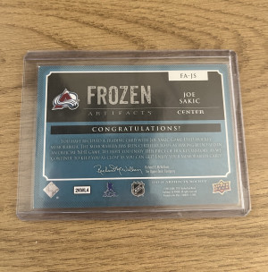 2013-14 UD Artifacts Frozen Artifacts Dual Jersey Patch Joe Sakic back