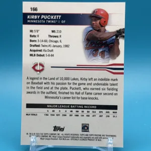 Kirby Puckett 2024 Topps Pristine Gold #166 43/50 back