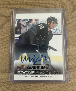 2021-22 UD Credentials Rookie Arrivals William Eklund Auto front