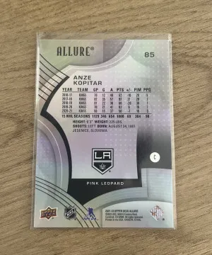 2021-22 UD Allure Pink Leopard Rainbow SSP Anze Kopitar back
