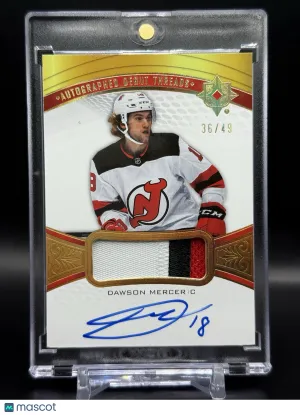 2021-22 Ultimate Dawson Mercer Autographed Debut Threads Rookie Patch Auto /49 front