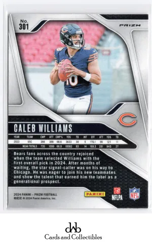 2024 Panini Prizm #301 Caleb Williams Lazer Rookie back
