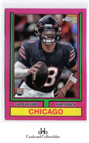 2024 Topps Chrome #74TF-1 Caleb Williams 1974 Topps Football Pink Refractor front