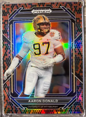 2023 Prizm DP Aaron Donald Snakeskin CASE HIT! front