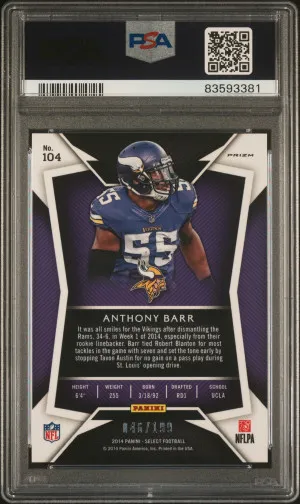 2014 Panini Select Anthony Barr Fuchsia Prizm back