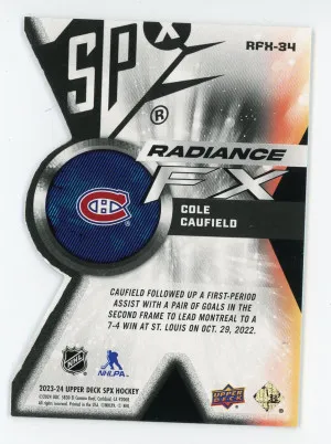 2023-24 SPx #RFX-34 Cole Caufield Radiance FX /949 back