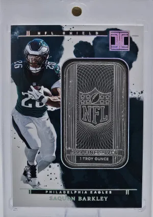 2025 IMPECCABLE SAQUAN BARKLEY NFL SHIELD SILVER /35 front