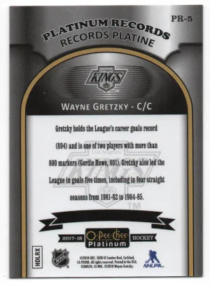 2017-18 O-Pee-Chee Platinum Platinum Records #PR-5 Wayne Gretzky back