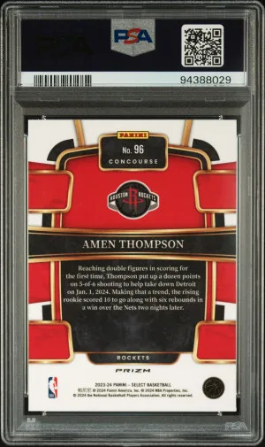 2023 Panini Select Amen Thompson Orange Flash PSA 10 back
