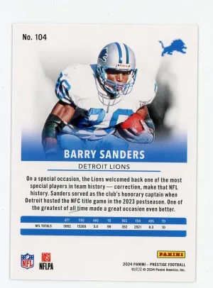 2024 Prestige #104 Barry Sanders Xtra Points Purple 55/150 back