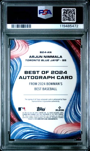 2024 Bowman's Best Best Of 2024 Autographs Arjun Nimmala back