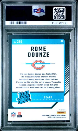 2024 Panini Donruss Optic Rome Odunze Blue Hyper back