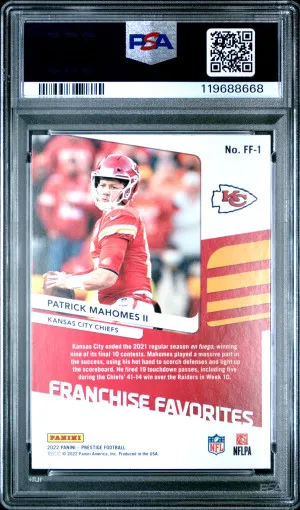 2022 Panini Prestige Franchise Favorites Patrick Mahomes Ii Franchise Favorites back