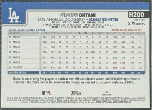 2025 Topps Holiday Shohei Ohtani #H200 - LA Dodgers back