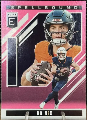 2025 Panini Donruss Elite Spellbound Bo Nix #27 Pink "I" front