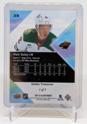 (Accepting Offers!) 2024-25 Allure - #28 - Matt Boldy - Golden Treasures back