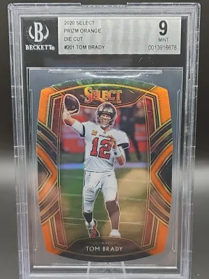 2020 Select Prizm Orange Die-cut Tom Brady #201 front