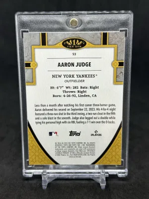 Aaron Judge 2024 Topps Tier One Red Foil Parallel /25 #53 Yankees back