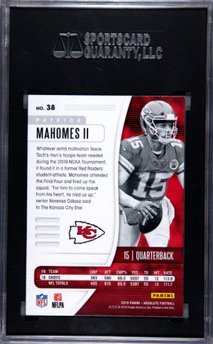 2019 Panini Absolute Patrick Mahomes II SGC 10 back