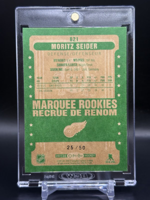 2021-22 O-Pee-Chee Moritz Seider Neon Green Marquee Rookies /50 RC back