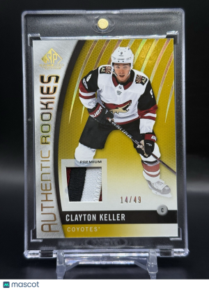 2017-18 UD SP Game Used Clayton Keller Authentic Rookies Patch 14/49 RC #100 front