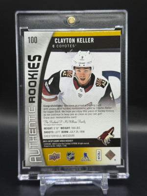 2017-18 UD SP Game Used Clayton Keller Authentic Rookies Patch 14/49 RC #100 back