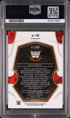 2023 Panini Select Wwe Hulk Hogan Black And Blue Prizm back