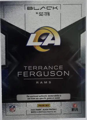 2025 Panini Black Football TERRANCE FERGUSON Rookie Jumbo Patch /199 RC back
