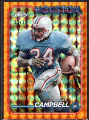 2024 Topps Chrome Earl Campbell Orange Geometric 23/25 Oilers front