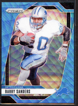 2024 Panini Prizm Barry Sanders Blue Wave Refractor 076/230 Lions front