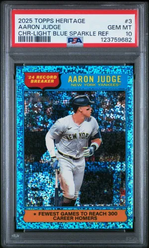 2025 Topps Heritage Aaron Judge Chr-Light Blue Sparkle Ref front