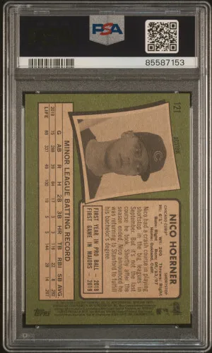 2020 Topps Heritage Nico Hoerner Action PSA 10 back