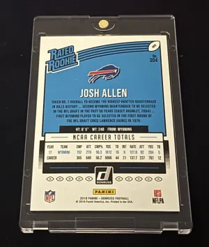2018 Panini Donruss - Rated Rookie Josh Allen #304 (RC) back