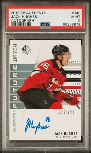 2019 Sp Authentic Jack Hughes Autograph front