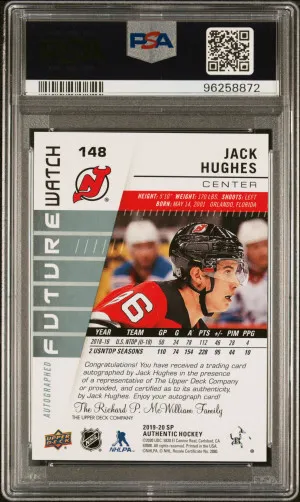 2019 Sp Authentic Jack Hughes Autograph back