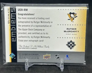 Rutger McGroarty 2024-25 Upper Deck Ultimate Collection Emblems Rookie Auto back